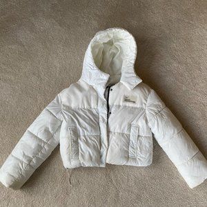 Bershka Womens White Cropped Puffer Jacket size M